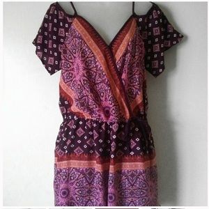 Paisley print off the shoulder romper